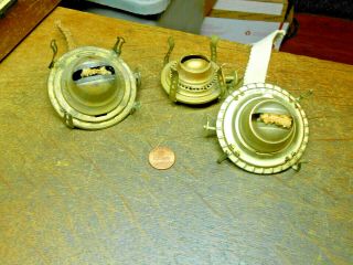 3 Small Antique Brass Oil Lamp Burners 1 Is Eagle Brand,  1 Queen Anne & 1