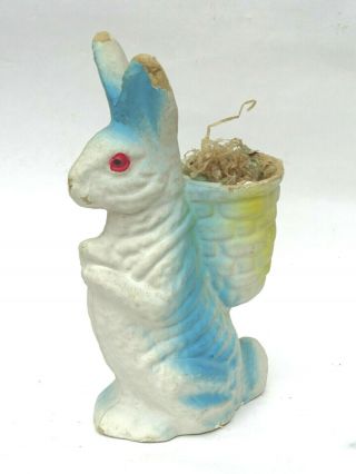 1940s Antique Paper Mache German Easter Bunny Candy Holder