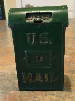 Antique Cast Iron U.  S.  Mail Box Bank -