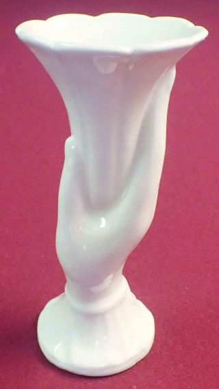 Antique Mccoy Hand Holding A Vase 7 " Gloss White Finish 1940 