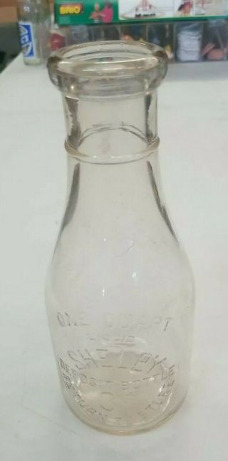 Rare Vintage 3 Cent Glass Quart Milk Bottle Shelby Nc Embossed