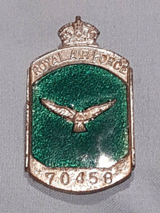 Wwii British Royal Air Force Silver Lapel Badge Very Rare S/n 70458 Ww2 Enigma