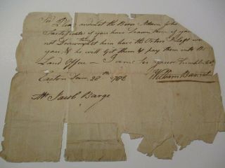 Antique Early American Document Colonial Signed William Barnett 1786 J Barge