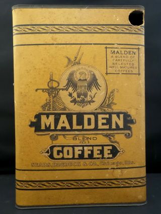 Cool Antique Sears & Roebuck Malden Coffee Canister Tin 5 Pounds