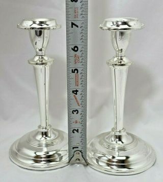 2 Taper Candlestick Holders Silver Plated On Zinc 7.  25 " H X 4 " W Made In England