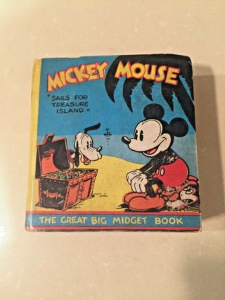 Rare 1933 Mickey Mouse Great Big Midget Book “sails For Treasure Island