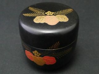 Japanese Lacquer Tea Caddy Paulownia Design Makie Natsume (1201)