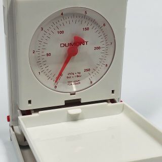 Rare Dumont folding compact analog kitchen scale with hanging slot (FF) 2