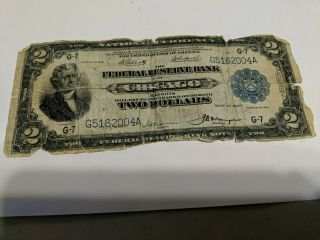 1918 $2 Two Dollar Federal Reserve Bank Note Valuable Currency Rare Find
