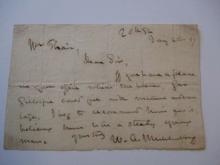 Antique Autograph American Document Signed Historic 19th Century Letter
