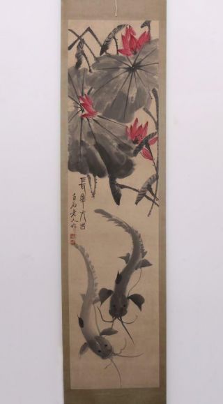 VERY RARE FOUR CHINESE HAND PAINTING SCROLL QI BAISHI MARKED (447) 3