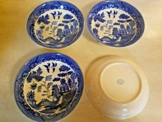 Set Of 4 Antique Ys Blue Willow Bowls Japan 8 " Round Deep Bowls Plus One Extra