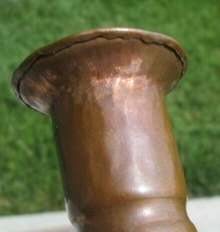 TALL ANTIQUE HAND HAMMERED COPPER CANDLE CANDLESTICK HOLDER WITH FINGER LOOP 3