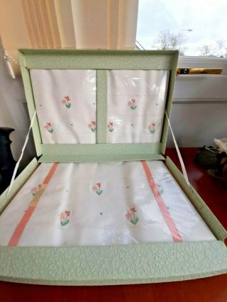 Vintage Boxed Irish Linen Pillow Cases And Bolster Set White Floral Embroirdery