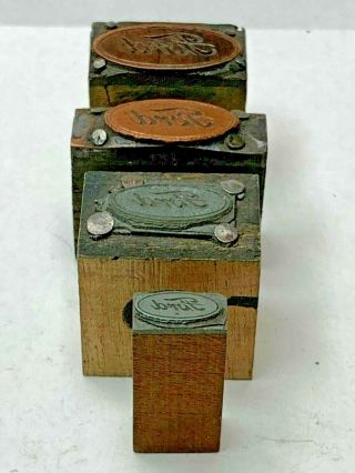 Antique 4 FORD LOGOS Advertisement Letterpress Wood Print Block 3