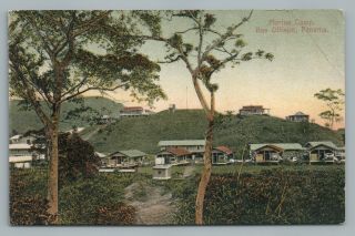 Marine Camp Bas Obispo Panama—rare Antique Hand - Colored Pc Tarjeta Postal 1908