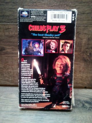 Childs Play 3 VHS Chucky Horror 1992 Rare Look Who ' s Stalking 2