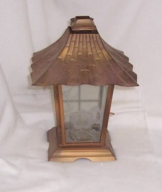 Partylite Asian Persuasion Outdoor Lantern Weathered Antiqued Brown Gold Accents