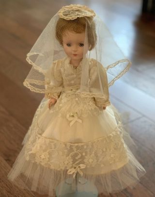 Vintage 14” Walker Bride Doll Gown 1950’s