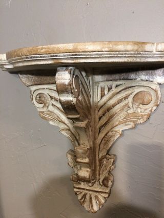 Rustic Carved Wood Ornate Wall Sconce Shelf Made In India