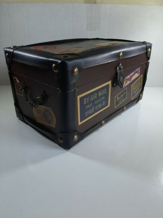 Wooden Miniature " By Air Mail " World Travel Trunk/ Storage Chest/ Box