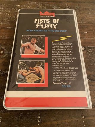 Fists of Fury (aka The Big Boss) Rare Master Arts Video Clamshell VHS - Bruce Lee 2