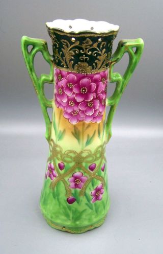 Antique Vintage Hand Painted Gold Trim Japan Vase
