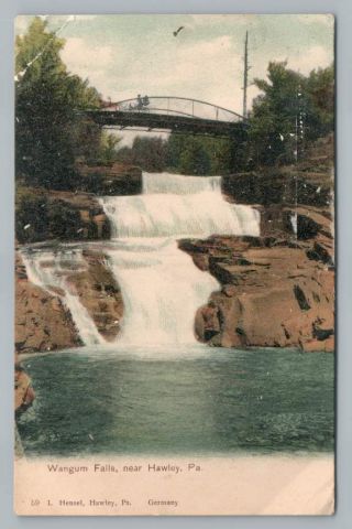 Wangum Falls Hawley Pennsylvania Udb Rare Antique Pc Wayne County 1908