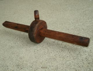 Antique Handmade Solid Wood Marking Gauge Tool W/ Round Slide Vintage Primitive