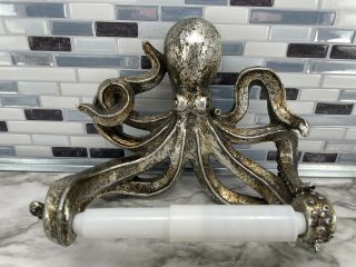 Aged Silver Color Octopus Bathroom Single Roll Toilet Paper Holder Unique