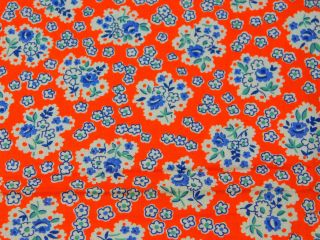 1.  5 Yards 36 " Wide Vintage Cotton Quilt Fabric Red Blue White Floral Gorgeous