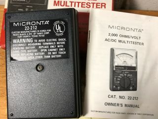 Vintage Tandy Radio Shack Micronta Multitester Box Instructions 3