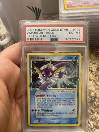 Pokémon Card - Vaporeon Gold Star Rare 102/108 Holo Power Keepers Psa 6