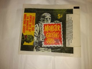1965 Topps Monster Greeting Card Wax Card Wrapper Very Rare