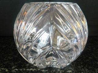 Vintage Heavy Crystal Cut Glass Rose Bowl Brilliant - Rare Star Footed Base