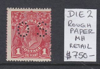 Kgv 1d Rose Red Die 2 Rough Paper Mh And Rare