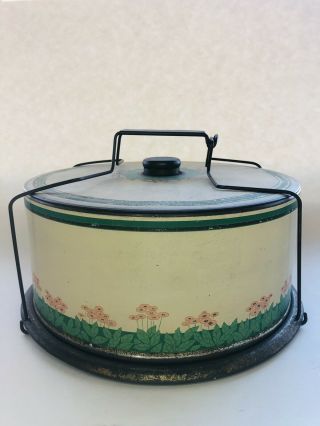 Antique Vintage Retro Metal Tin Cake Carrier With Handle