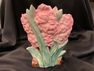 Rare,  Estate Piece Vintage Mccoy Pink 8 " Hyacinth Flower Vase Art Pottery