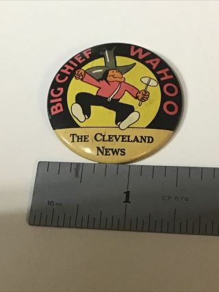 Extremely Rare The Cleveland News Cleveland Indians Big Chief Wahoo Pin Back