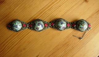 Rare Fine Hand Made French Arts & Crafts Silver Bracelet Art Deco Millefiori