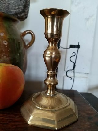 A Rare Small Early Brass Candlestick Circa 1700