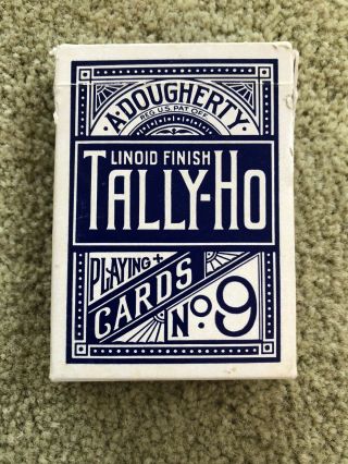 Tally Ho No 9 A Dougherty Antique Playing Card Deck 52 Cards Blue