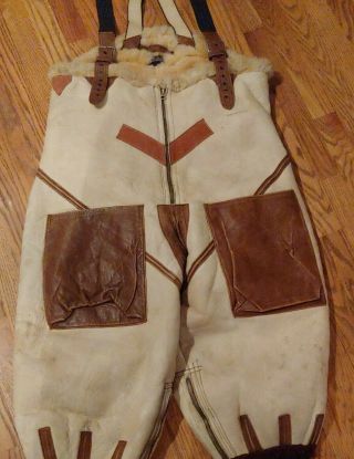 Rare Wwii Type A - 6 Arctic White Leather Flight Pants