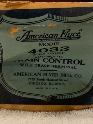 Rare 4033 American Flyer Box Only For Repackaged Lionel 78