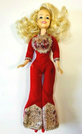 Vintage Eegee Pose - Able Dolly Parton Doll Red Jumpsuit 1970s Made Hong Kong S