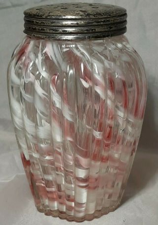 Antique Northwood Glass Muffineer Sugar Shaker Cranberry Spatter •