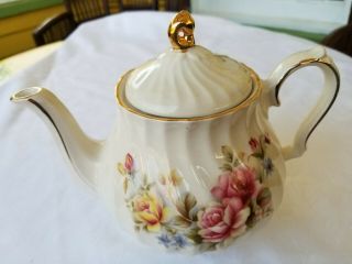 Rare Vintage 3573 Sadler England Porcelain Teapot With Lid And Floral Design