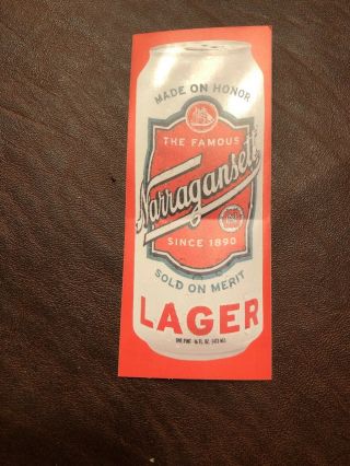 Rare Vintage The Famous Narrangansett Lager Beer Sticker Brewery