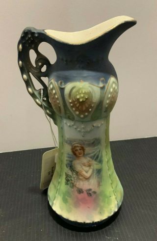 Antique Austrian Robert Hanke One Handle Porcelain Ladies Portrait Vase