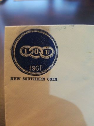 Rare Vintage U.  S.  Civil War Envelope - Confederates CSA 1861 SOUTHERN COIN 2